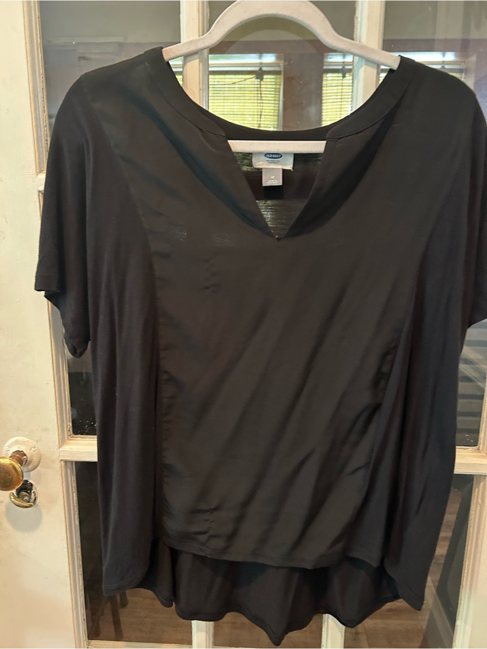 Black V-Neck Short Sleeve Women's Top